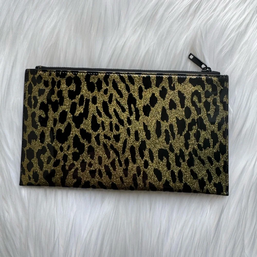 Saint Laurent Patent Glitter Leopard Zip Pouch Wallet - Picture 2 of 7
